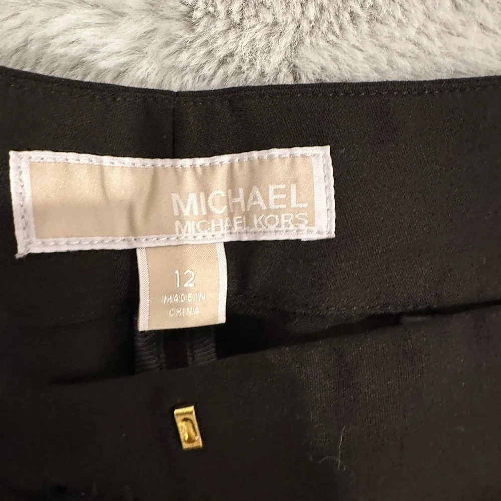 Michael Kors Black Ankle Trousers 12 Straight Leg Pintuck Tailored Work Pants